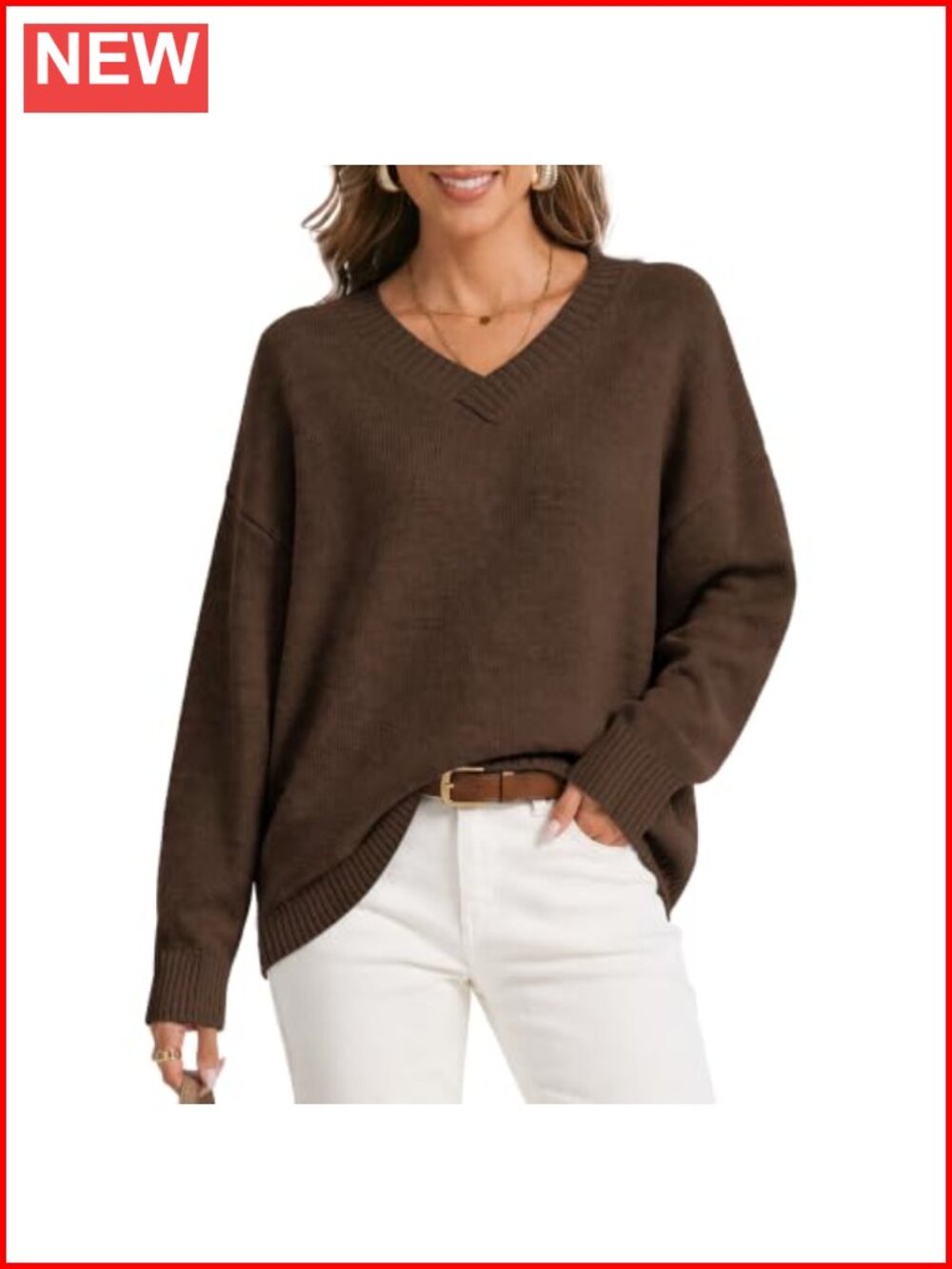 Oversized Cashmere Blend V Neck Pullover Sweater